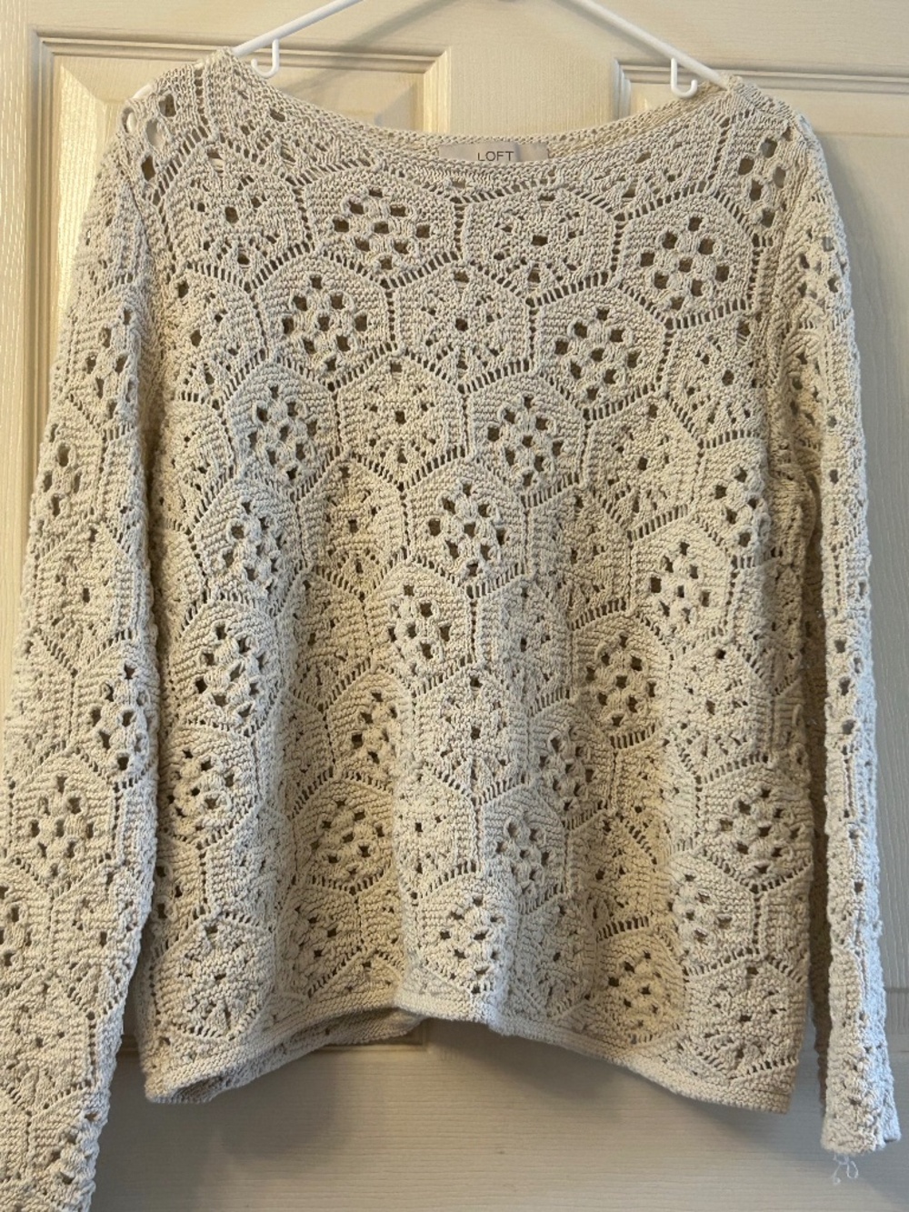 Loft Crochet Cotton Sweater, Size M